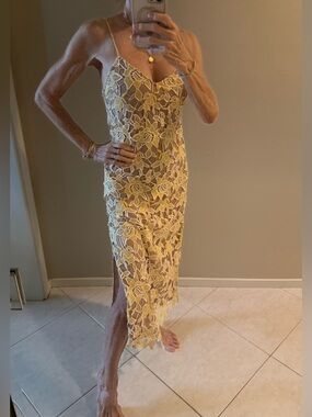 Yellow Floral Lace Dress